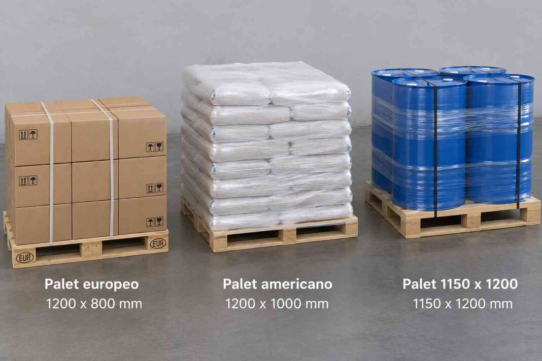 Comparativa de palet europeo, americano y 1150x1200 con carga Comparativa de palet europeo, americano y 1150x1200 con carga